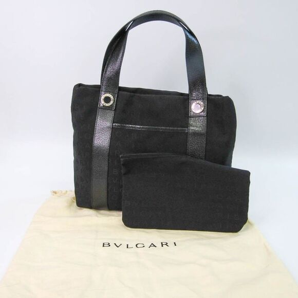 Bulgari Logo Mania Black Canvas Handbag (Pre-Owned) - Picture 4 of 11